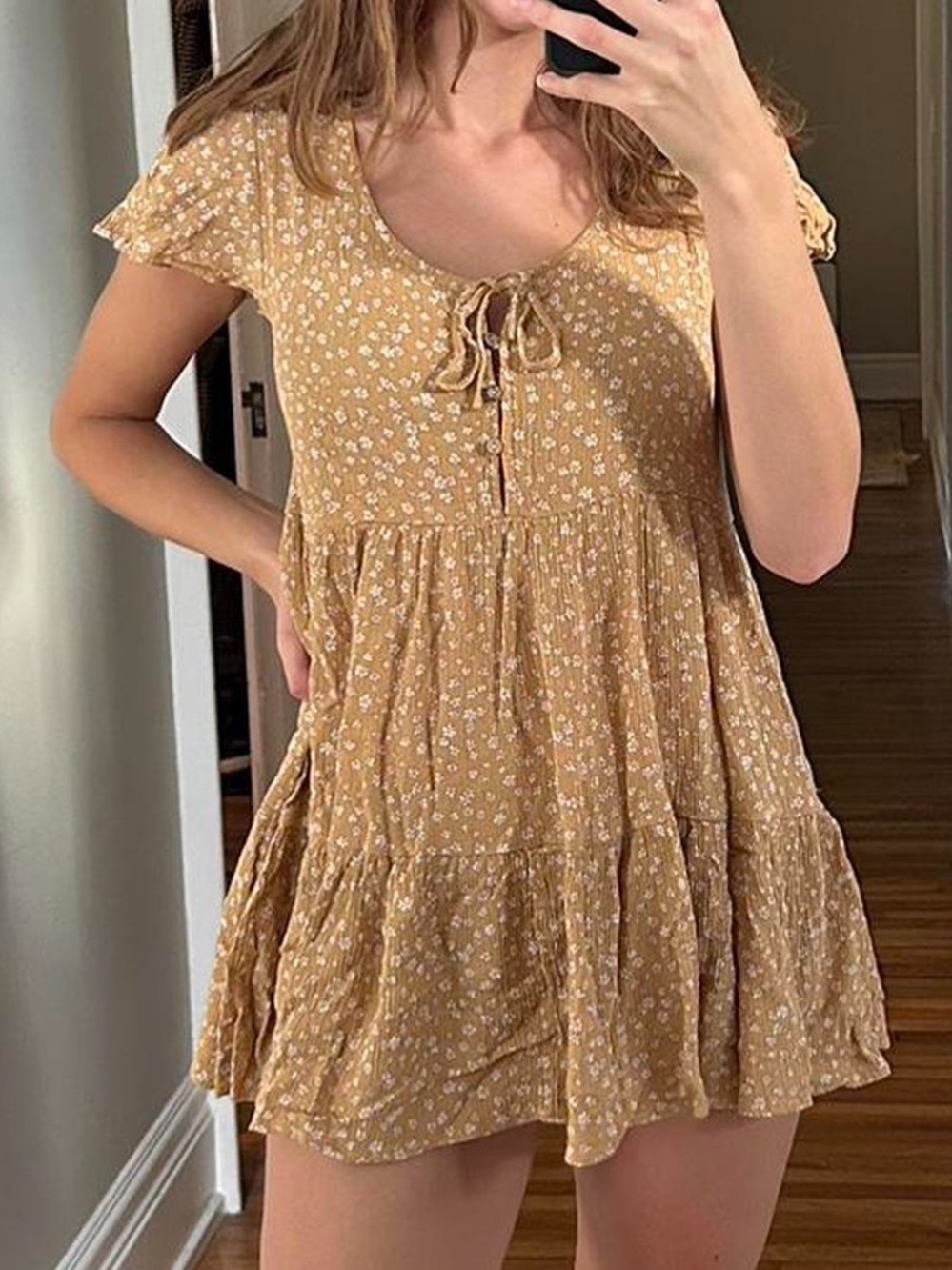 Dress Forum Mustard Floral Tiered Peasant Tunic